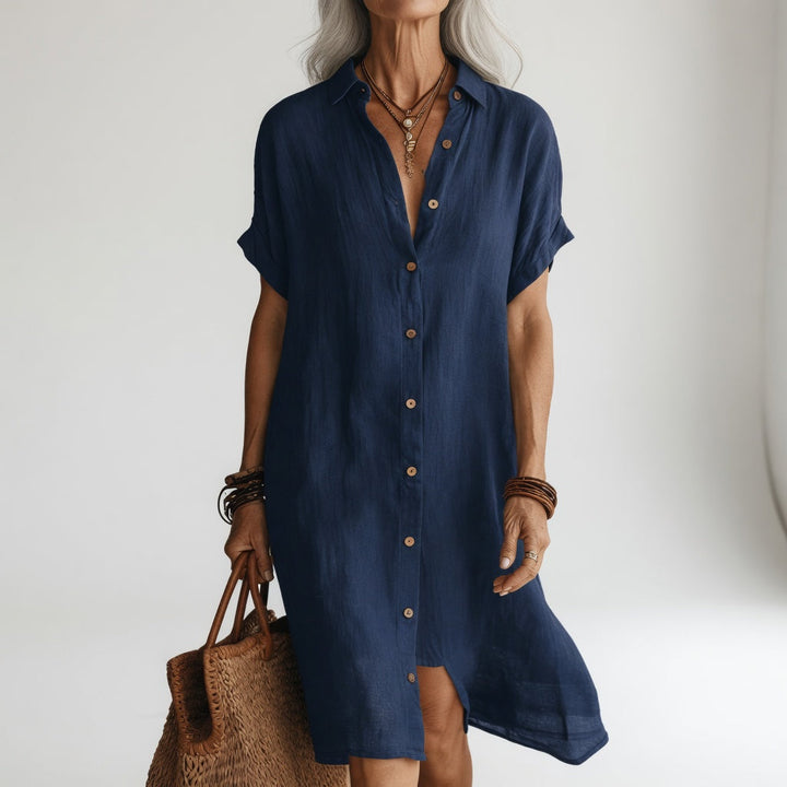 Timéa™ — Midi košilová šaty prodyšná elegance pařížská
