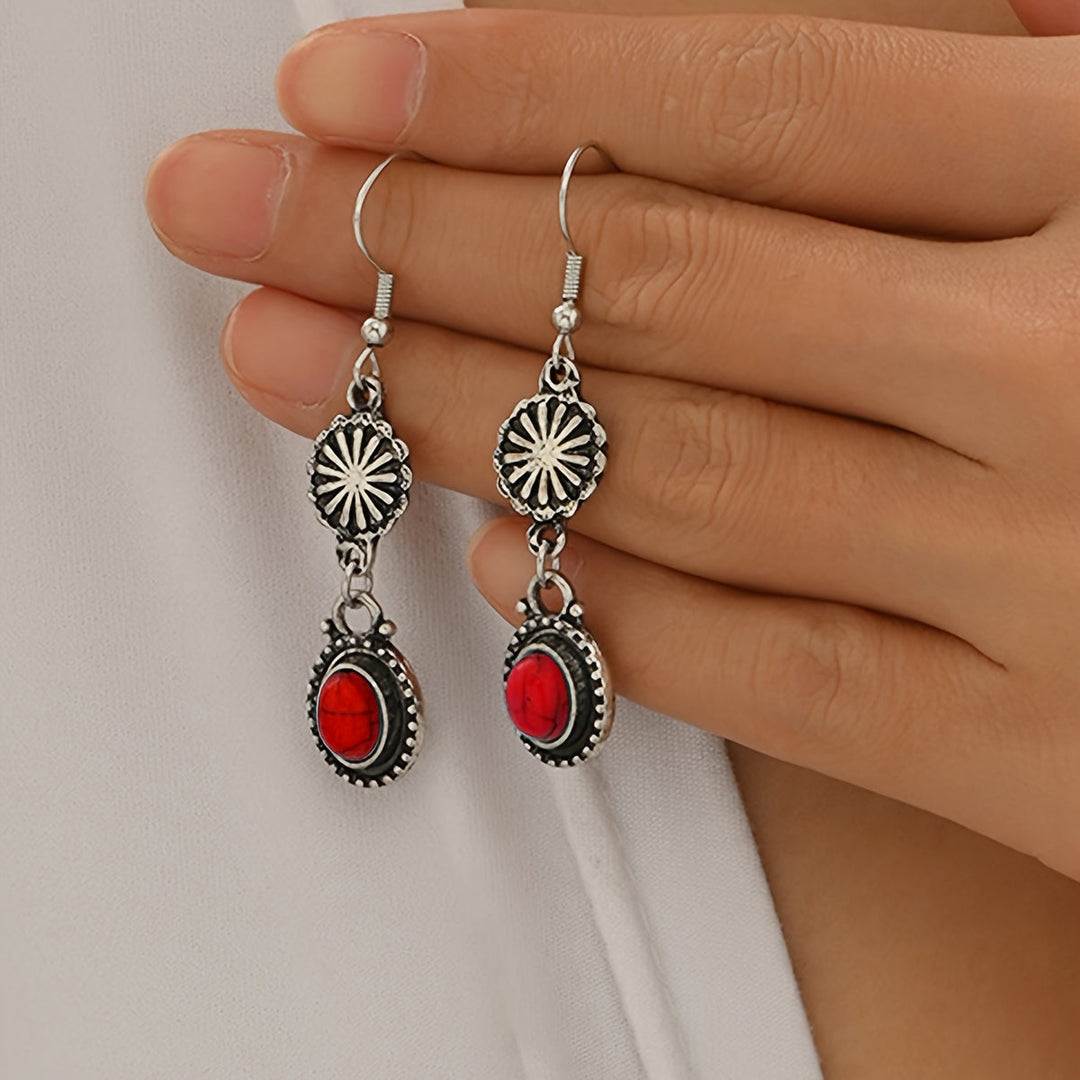 Boho set z náhrdelníku a náramku s tyrkysovými a stříbrnými květy