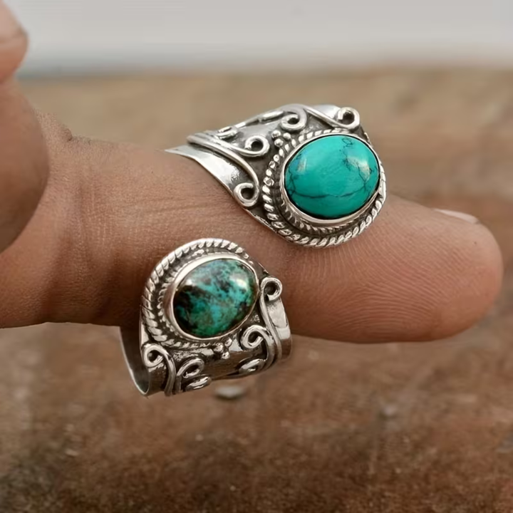 Vintage Boho Mozaikový Prsten s Kamenem