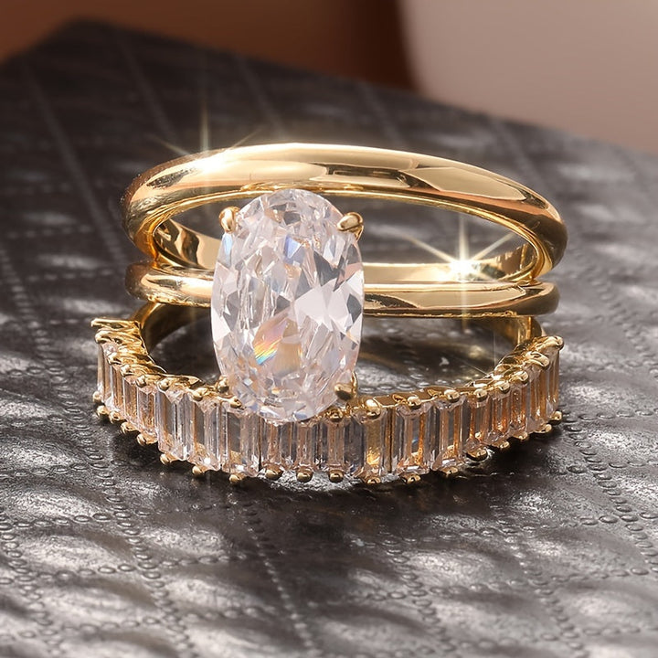 Elegantní vintage sada prstenů s třpytivým zirkonem