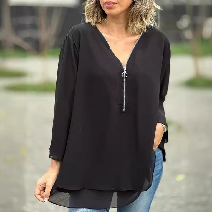 Lorelai | Chiffonová blůza na zip
