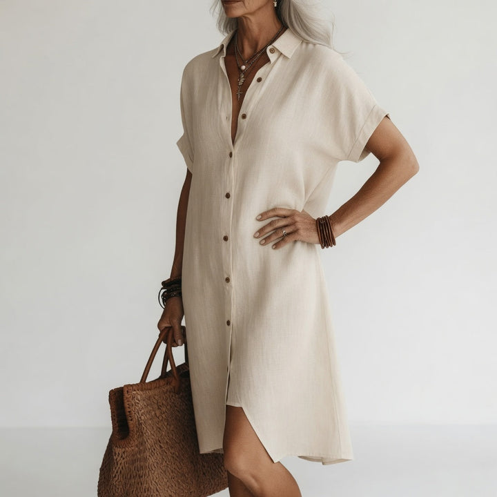 Timéa™ — Midi košilová šaty prodyšná elegance pařížská