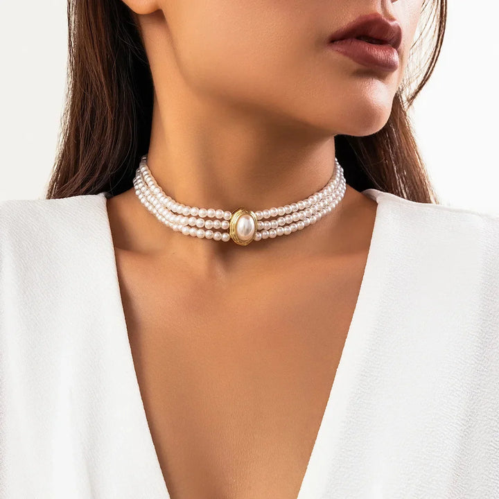 Třířadý tyrkysový choker