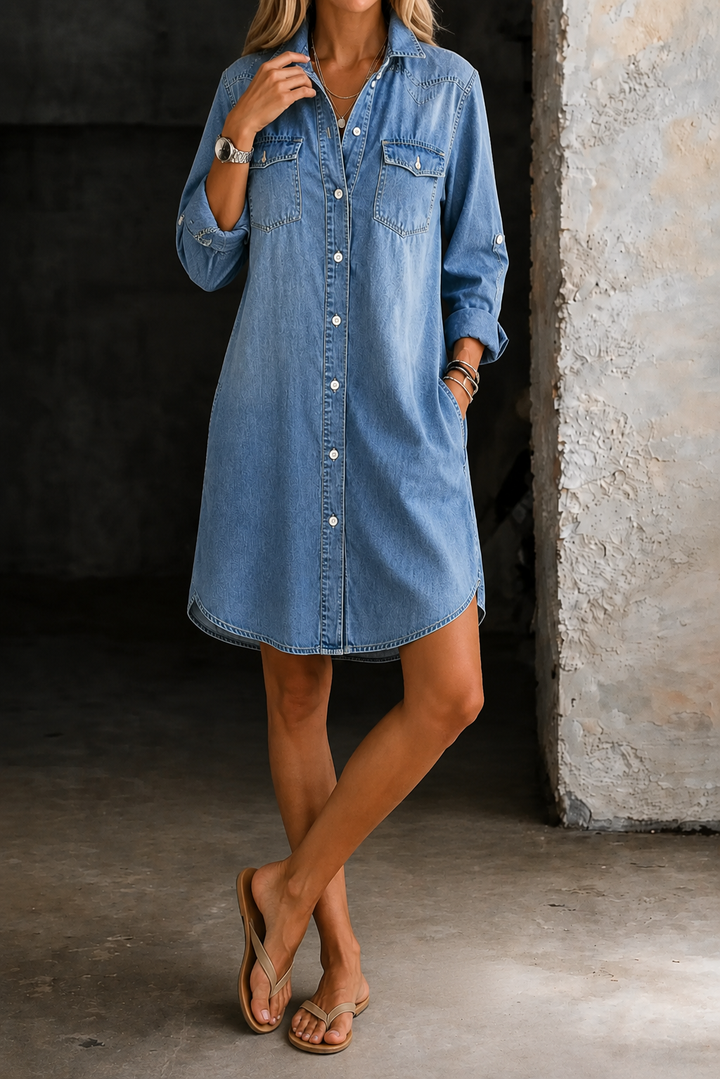 Donna | Ležérní elegantní denimová šaty
