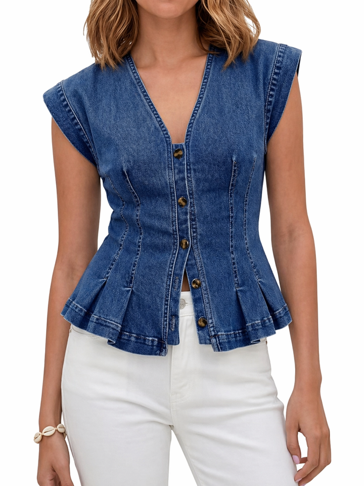 Viera | Top z denimu s výstřihem do V