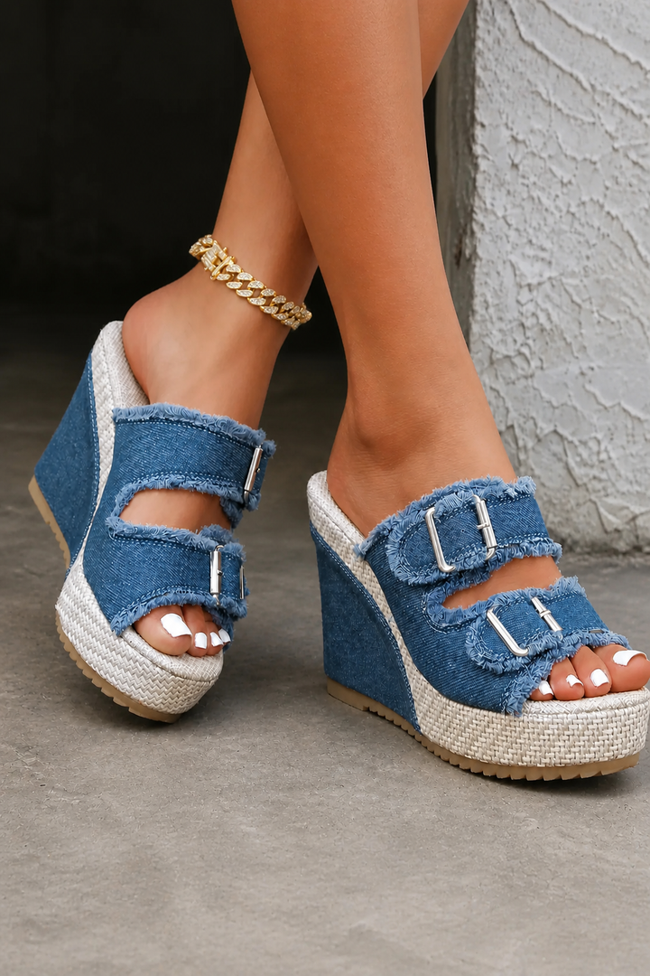 Atelier | Sandály na klínu s frayed okrajem