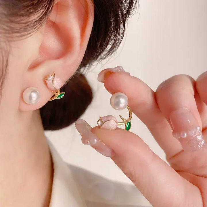 Náhrdelník a náušnice set Růžový Tulipán