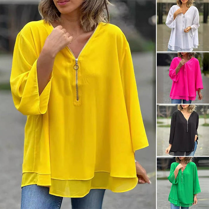 Lorelai | Chiffonová blůza na zip