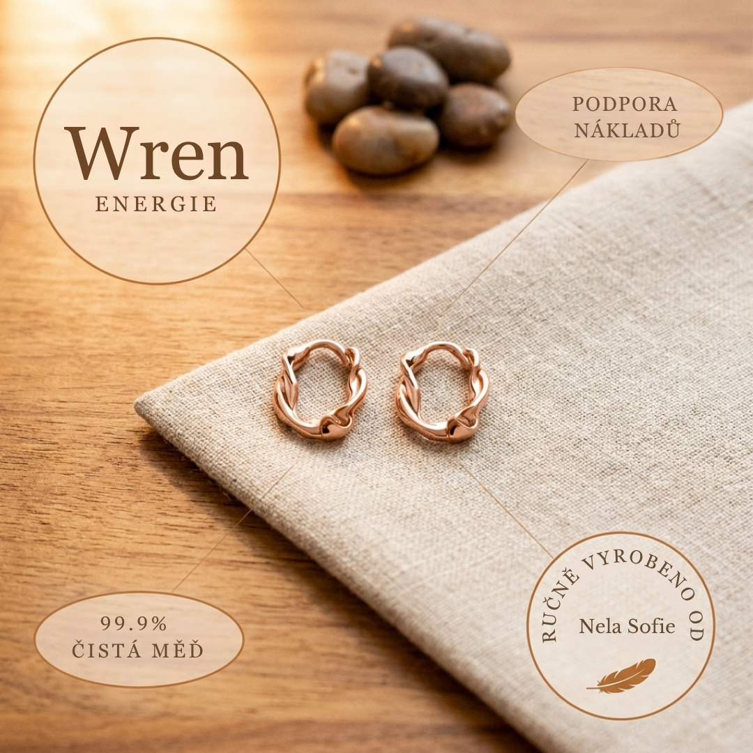 Nela & Sofie's Wren Měděné Náušnice ve Tvaru Kroužku