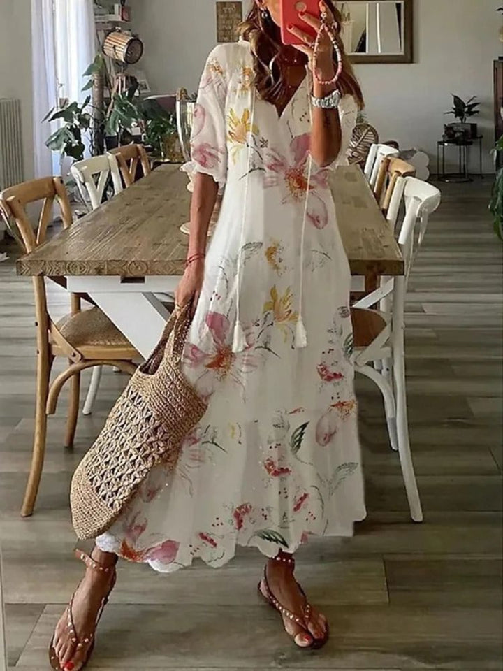 Élodie™ — Elegantní maxi květinové sametové šaty