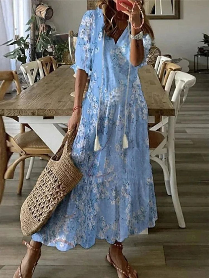 Élodie™ — Elegantní maxi květinové sametové šaty