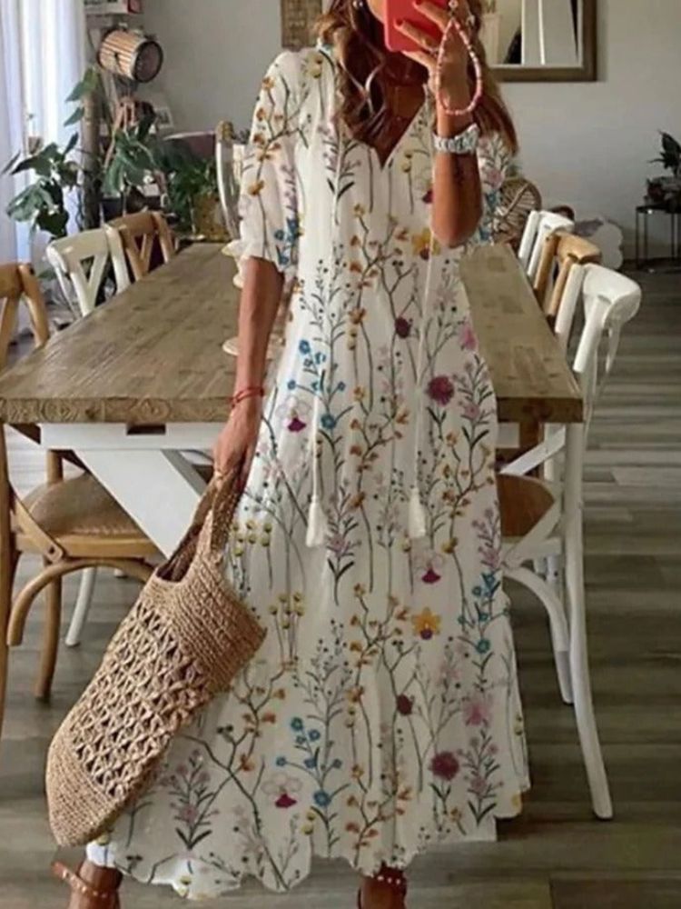 Élodie™ — Elegantní maxi květinové sametové šaty