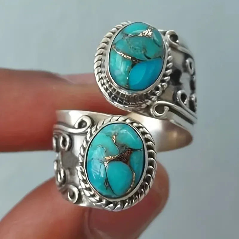 Elegantní vintage prsten s křížem z tyrkysu