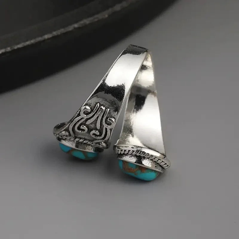 Elegantní vintage prsten s křížem z tyrkysu