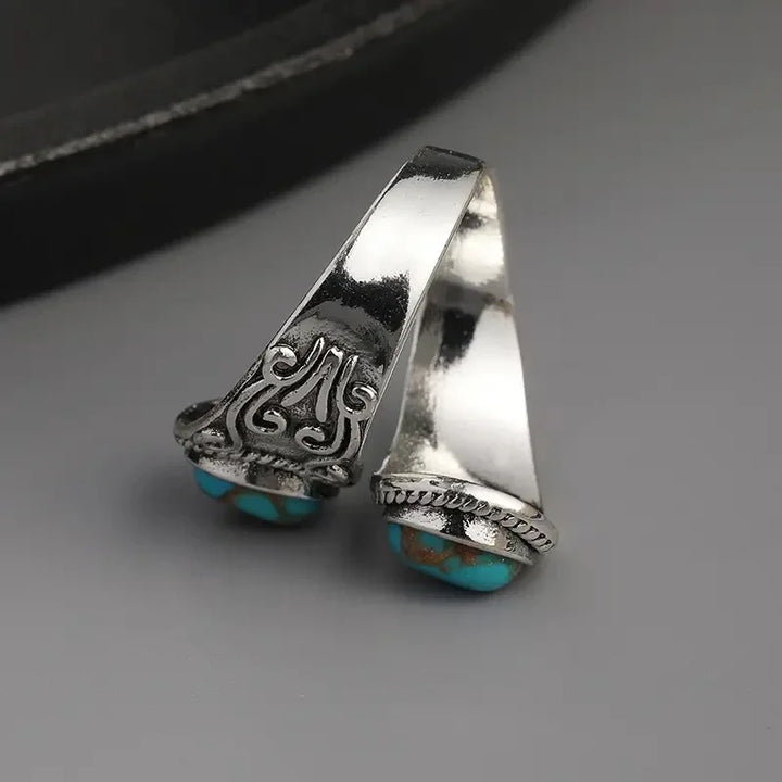 Elegantní vintage prsten s křížem z tyrkysu