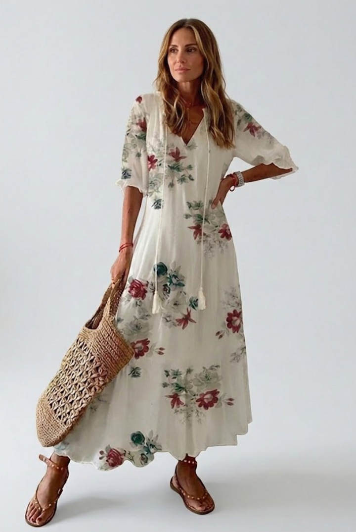 Élodie™ — Elegantní maxi květinové sametové šaty