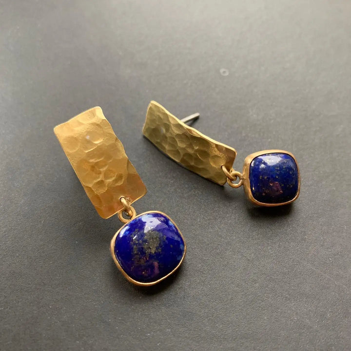 Obdélníkové boho náušnice s lapis lazuli