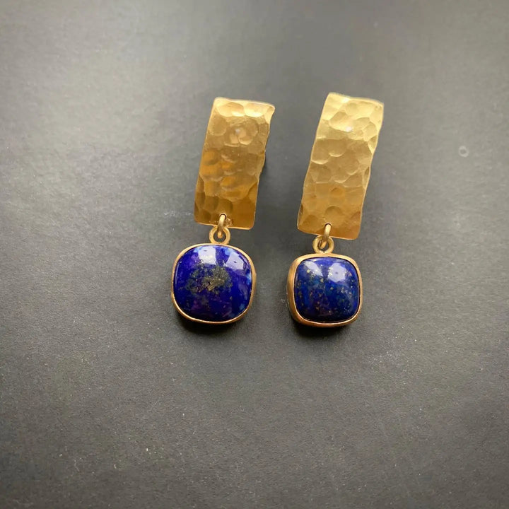 Obdélníkové boho náušnice s lapis lazuli