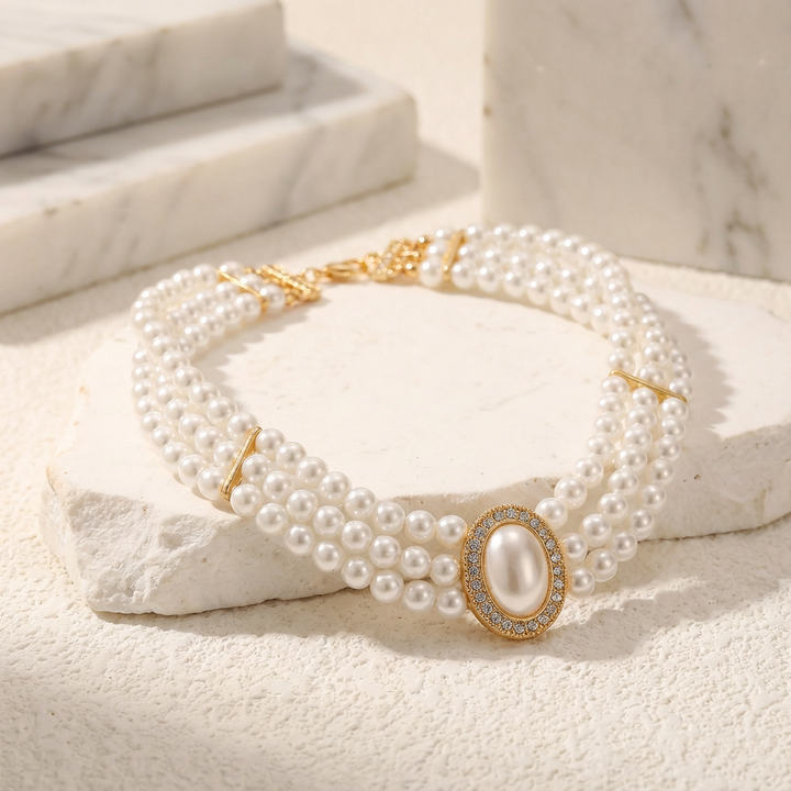 Třířadý tyrkysový choker
