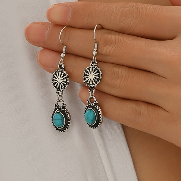 Boho set z náhrdelníku a náramku s tyrkysovými a stříbrnými květy