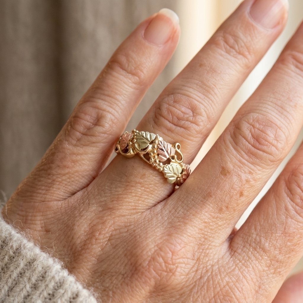 Elegantní vintage-boho prsten z mědi s růžovými a zelenými kameny