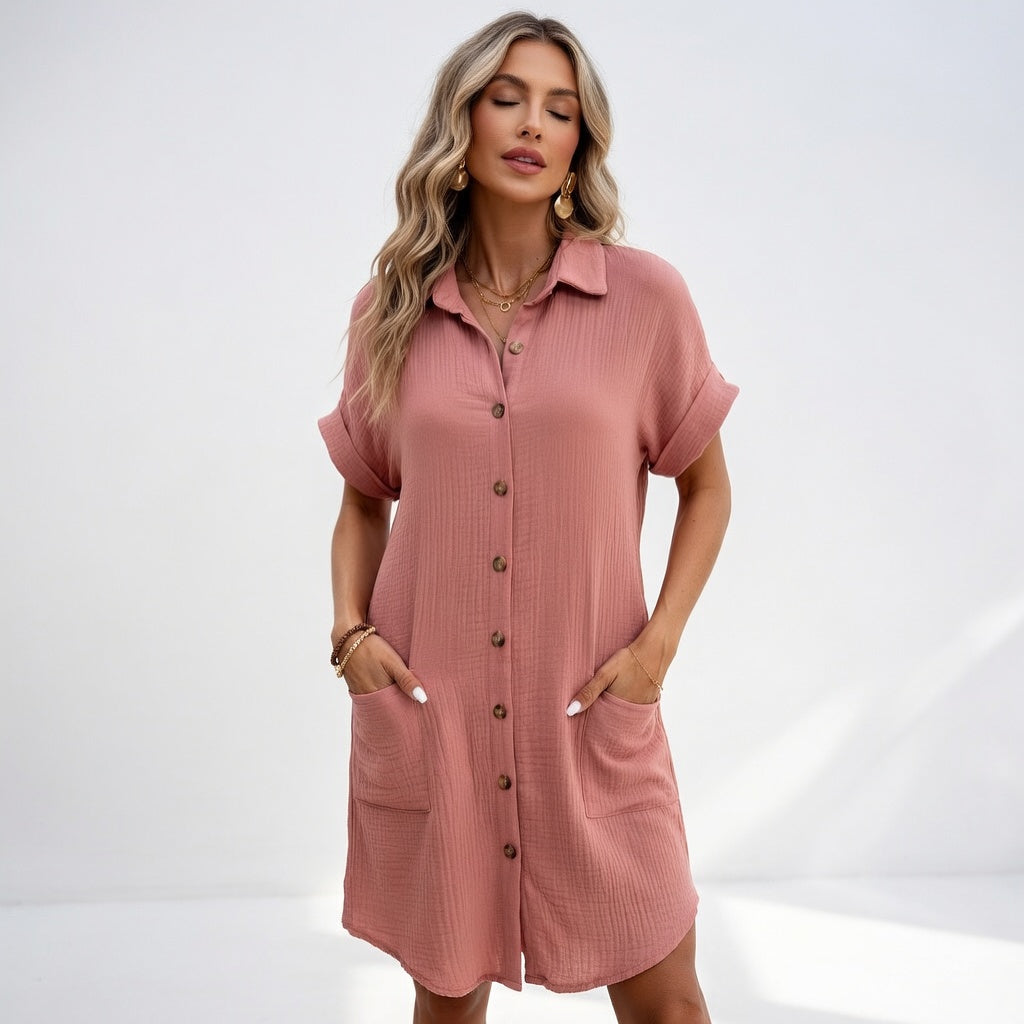 Béatrice™ — Elegantní košilová šaty, které se snadno nosí