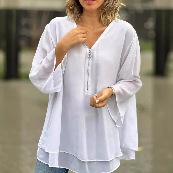Lorelai | Chiffonová blůza na zip